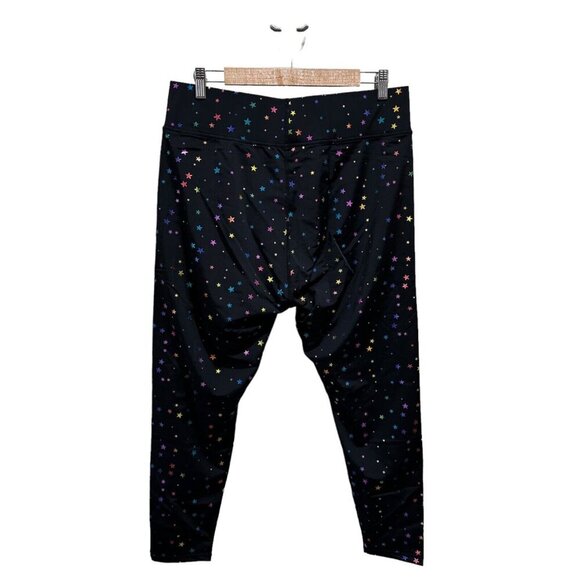 Terez Womens Plus Size 2X Black Mini Star Foil Print Wide Waistband Leggings NEW - Picture 4 of 5